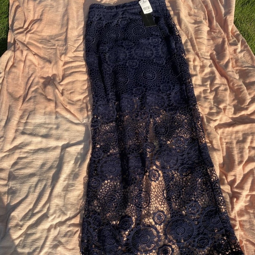 Le Chateau Blue Lace Maxi Skirt